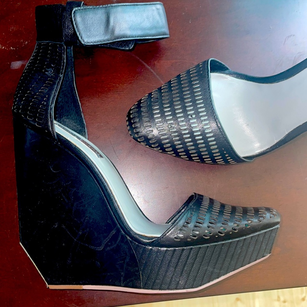 BCBG Black Wedged Sandals